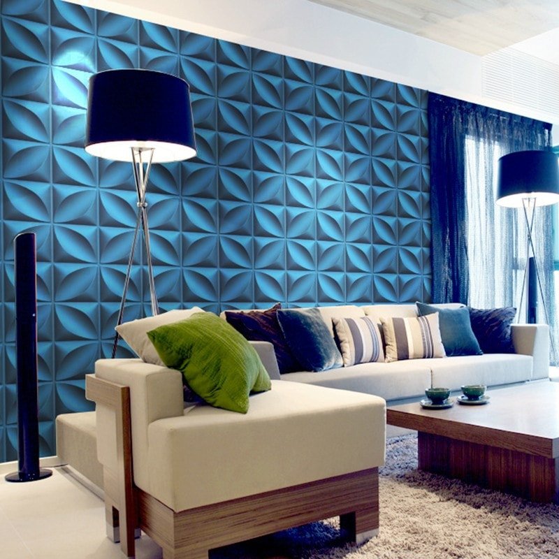 Blue 3D-wall panels | Meoded Paint & Plaster