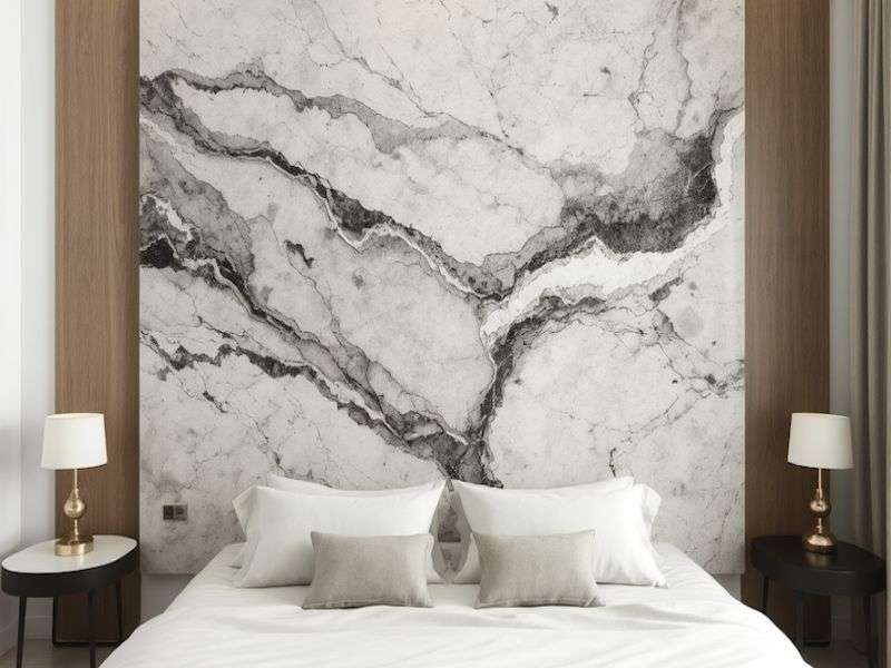 Marbleized Venetian plaster wall finish with Renaissance