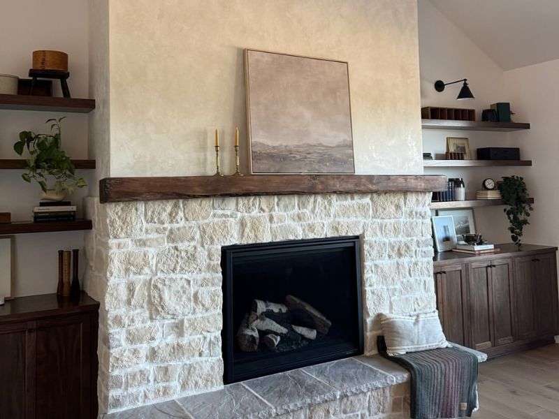 Lime Wash Fireplace