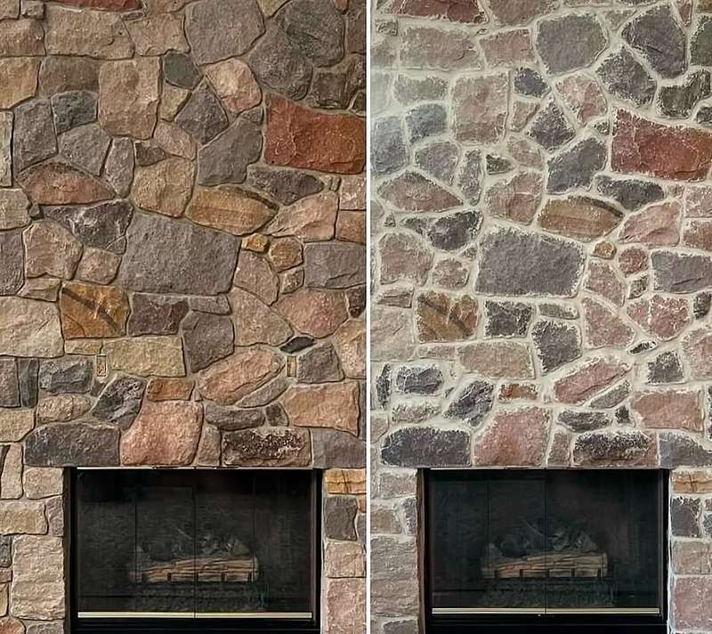 Lime Wash Stone Fireplace