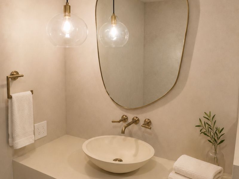Westwood Beige lime wash bathroom wall finish