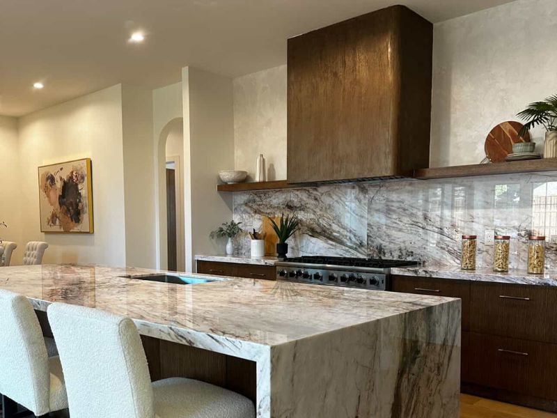 sahara effect metallic paint kitchen hood with bronze textured finish
