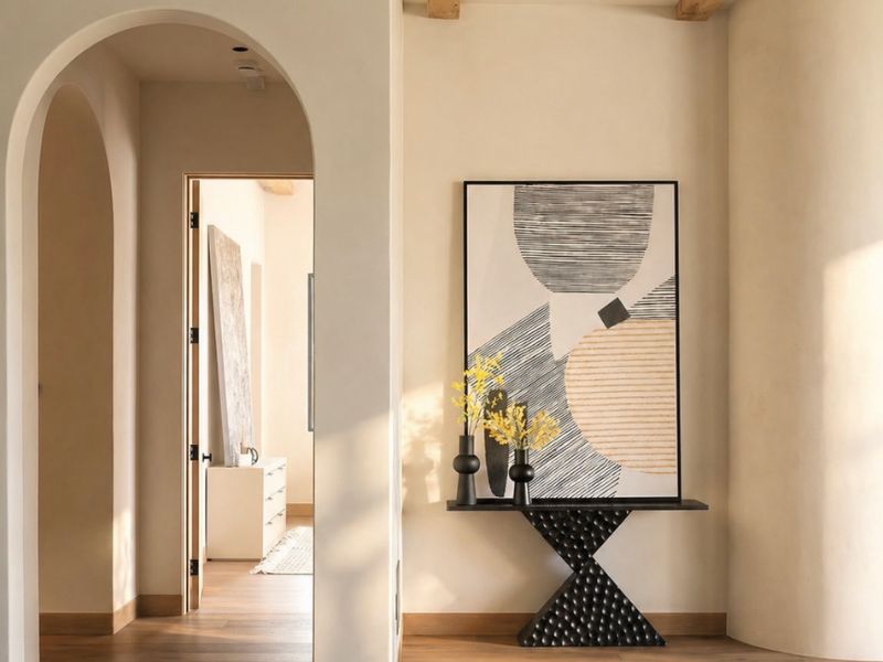 morning light on venetian plaster textured walls