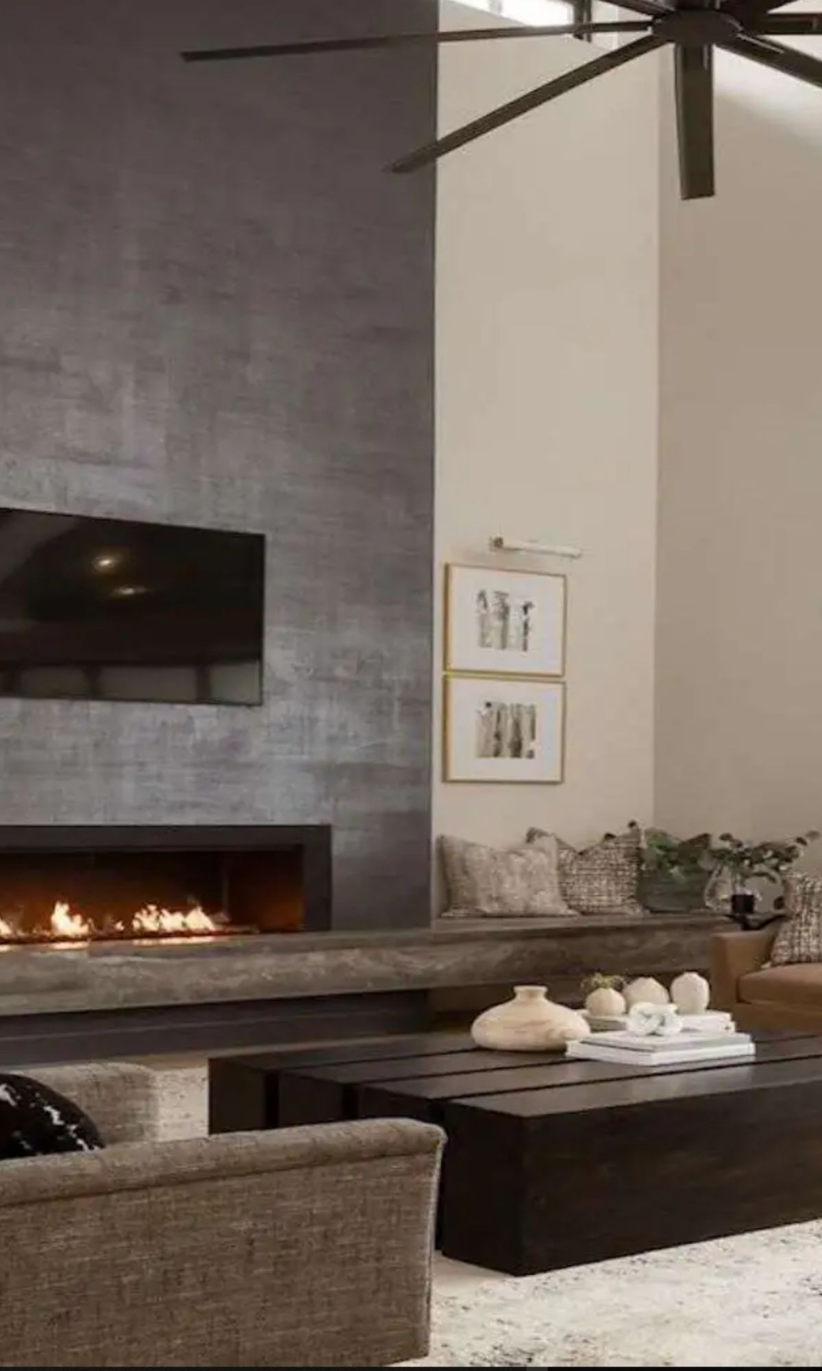 Sapphire Metallic Sahara Effect charcoal fabric pattern fireplace